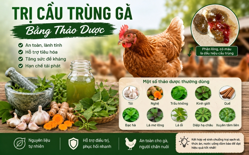 trị cầu trùng gà bằng thảo dược